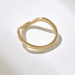 18K Solid Gold Pave Diamond Curved Wedding Band - Image 7