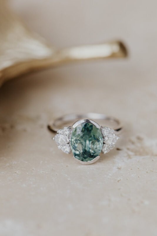 14k solid gold 2 85 ct oval green tourmaline ring jkl33 1