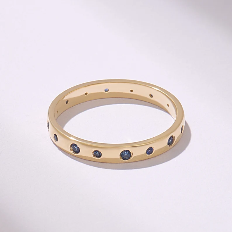 14k solid gold alternating sapphire wedding band pb0054 2