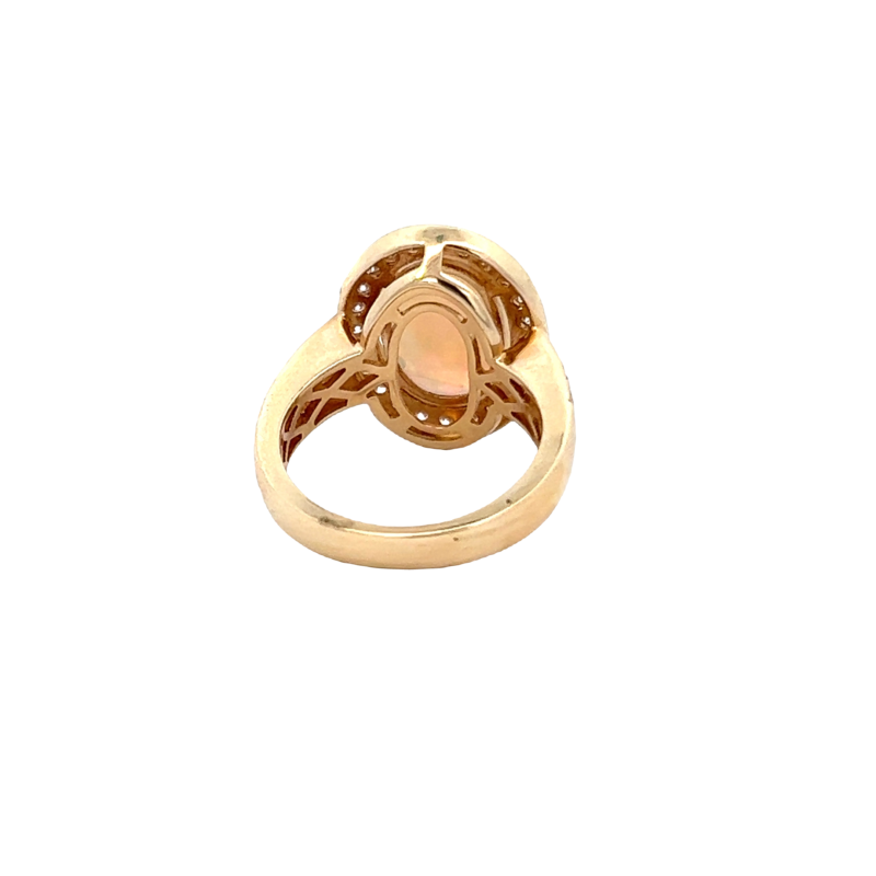 14k solid gold and round cut diamond opal ring ks0127 2