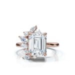 18k Solid  Gold Emerald Cut Moissanite Diamond Engagement Ring