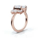 18k Solid  Gold Emerald Cut Moissanite Diamond Engagement Ring - Image 3