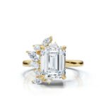 18k Solid  Gold Emerald Cut Moissanite Diamond Engagement Ring - Image 6