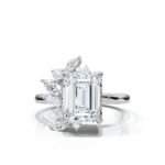 18k Solid  Gold Emerald Cut Moissanite Diamond Engagement Ring - Image 8