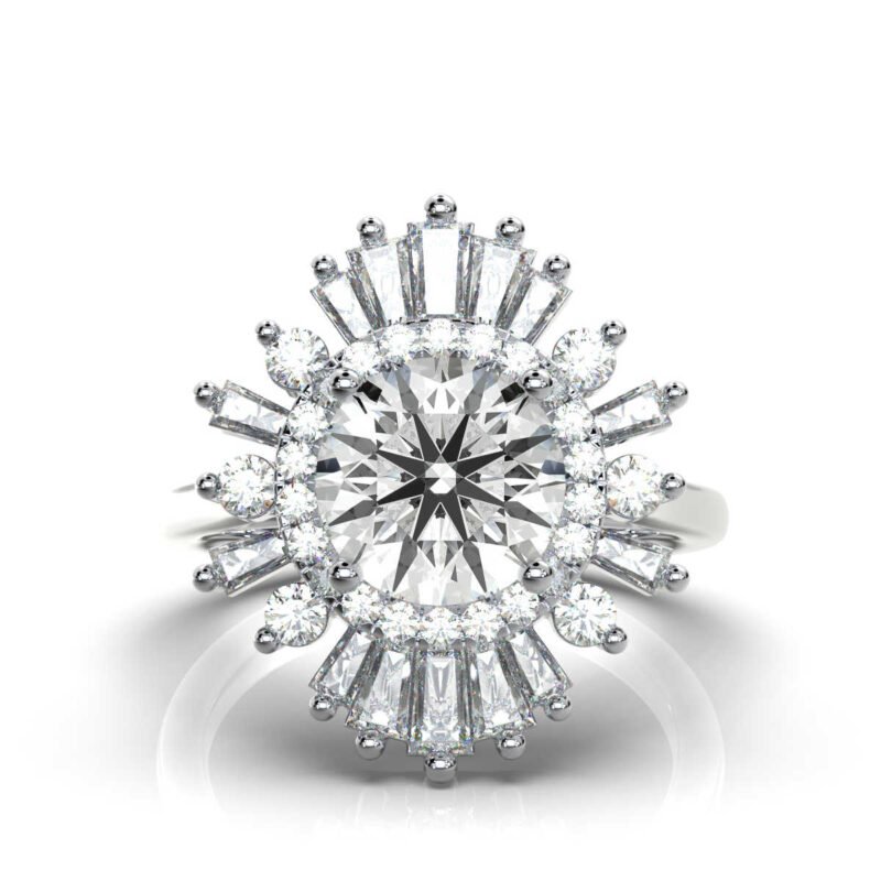 14k solid gold flower solitaire lab grown diamond engagement ring sp00127 1