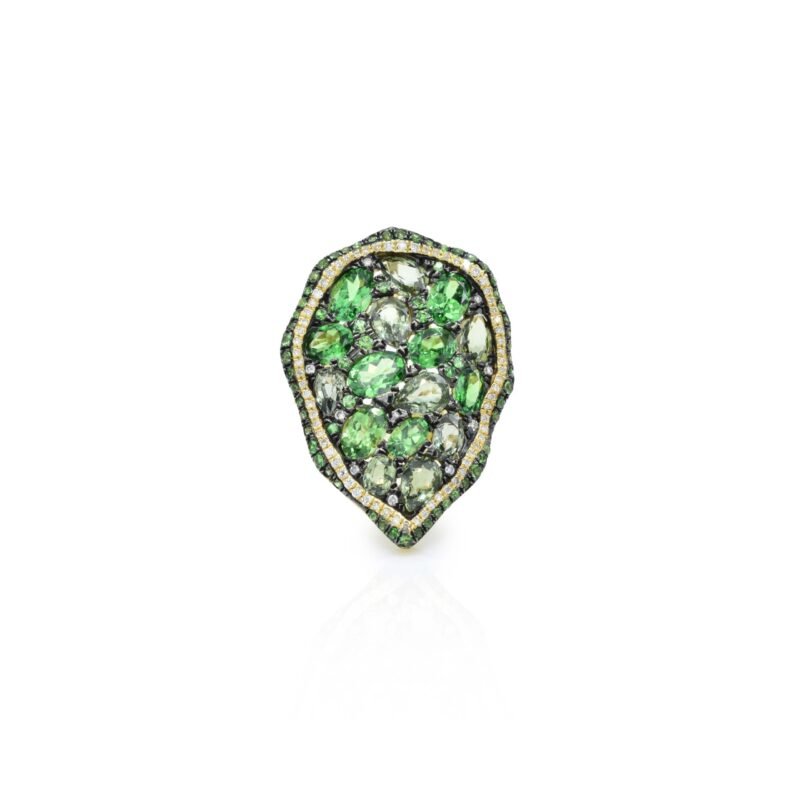 14k solid gold green garnet sapphire and natural diamond ring ks000b 1