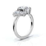 18K Solid Gold Marquise & Round Moissanite Diamond Ring - Image 3