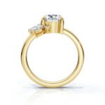 18K Solid Gold Marquise & Round Moissanite Diamond Ring - Image 7