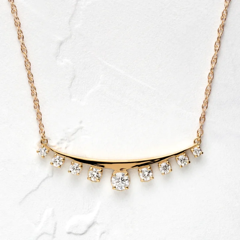 14k solid gold natural diamond arc collar necklace ar 02541 1