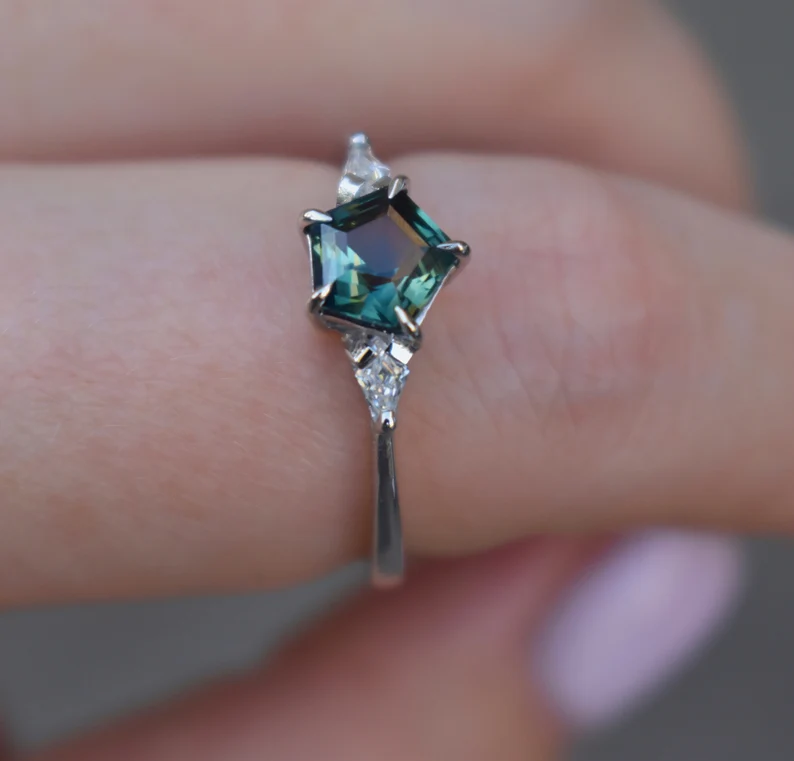 14k solid gold pentagon parti sapphire ring ms 3 1