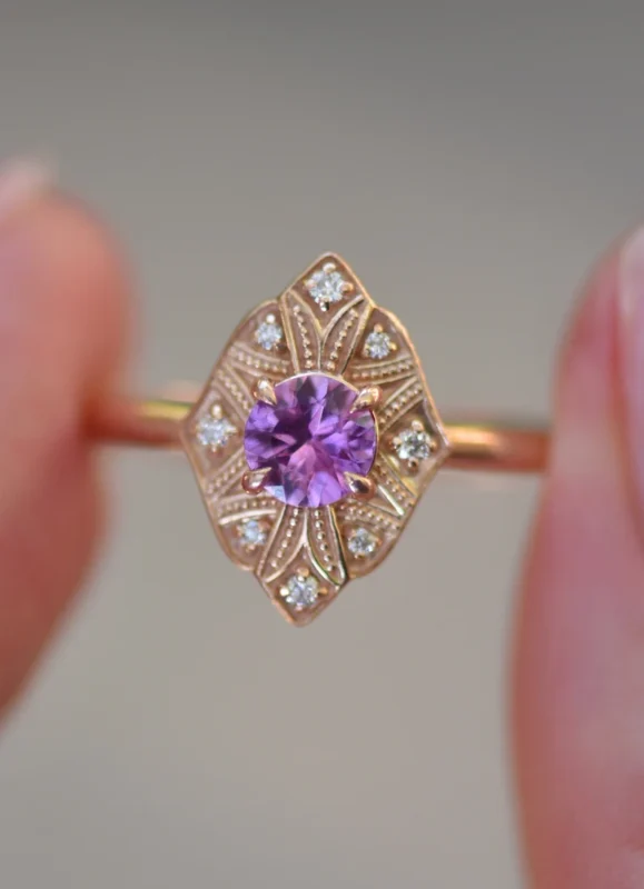 14k solid gold pink sapphire ring ms 79 2