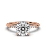 14K Solid Gold Round Shape Moissanite Diamond Engagement Ring - Image 4