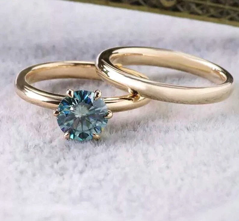 14k solid gold teal green solitaire montana sapphire rings set ms 17 1