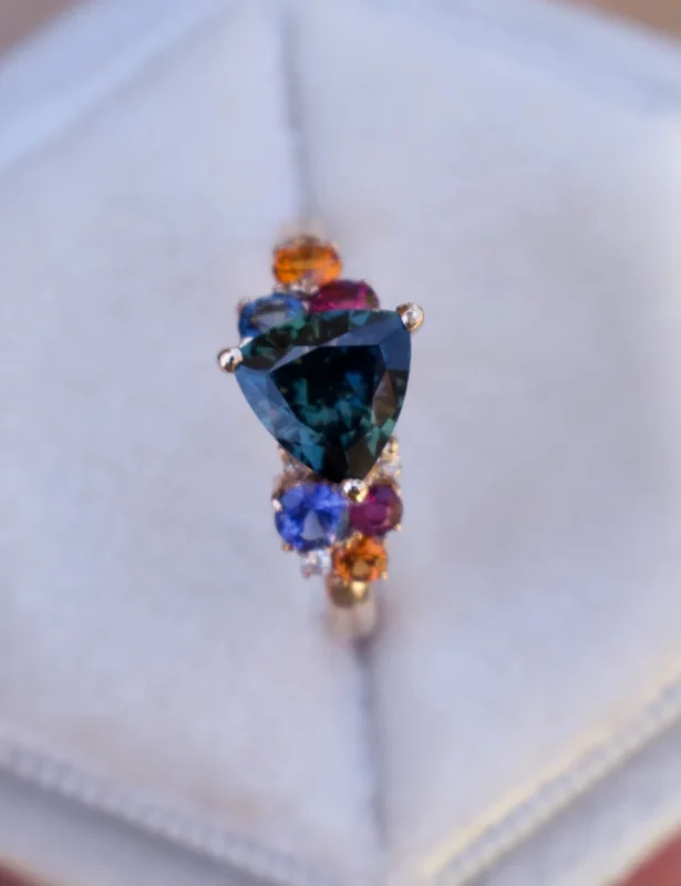 14k solid gold teal sapphire cluster engagement ring ms 121 1