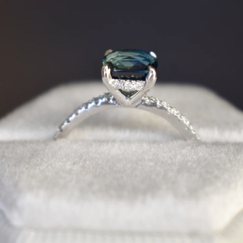 14k solid gold teal sapphire hidden halo diamond engagement ring ms 75 1