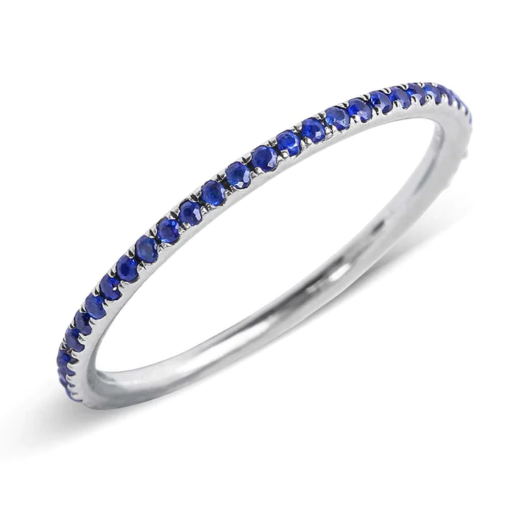 14k solid gold thin blue sapphire eternity band 12321 1