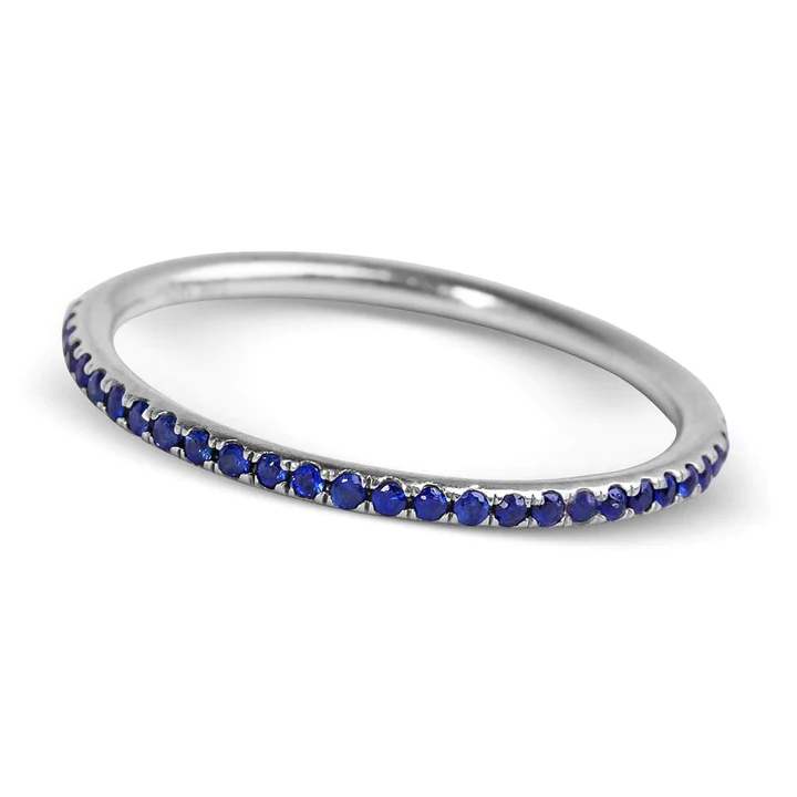 14k solid gold thin blue sapphire eternity band 12321 2