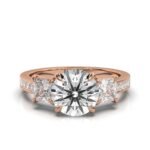 14K Solid Gold Three Stone Princess Cut Lab Grown Diamond Engagement Ring - Image 8