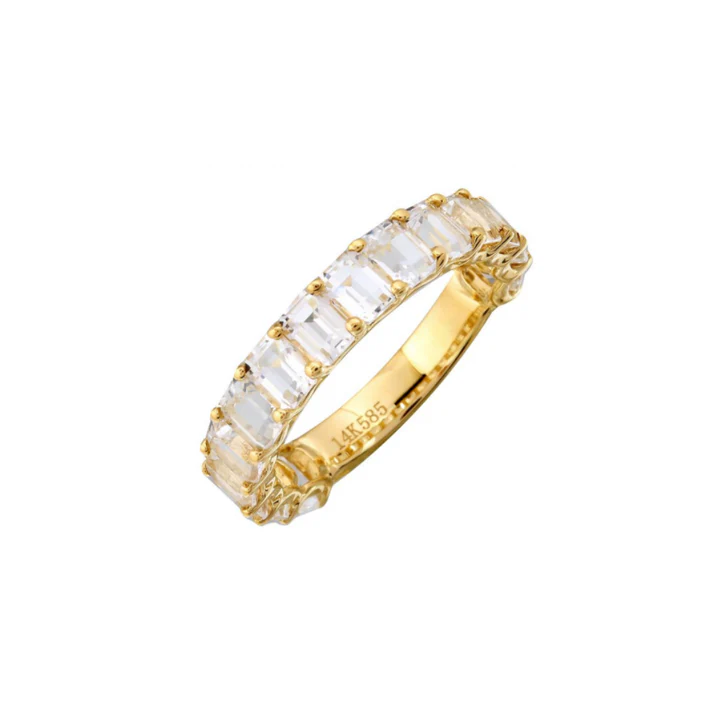 14k solid gold topaz emerald cut 3 4 band 478932 1
