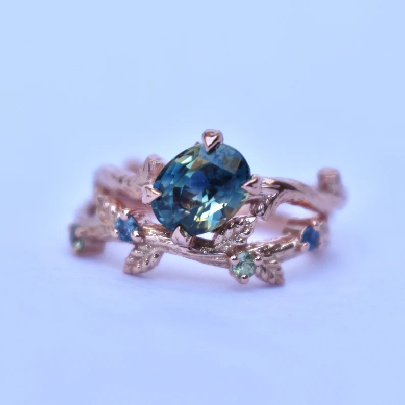 14k solid gold twig leaf engagement ring ms 100 2