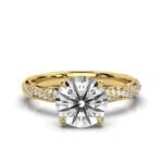 14K Solid Gold Twisted Moissanite Diamond Engagement Ring