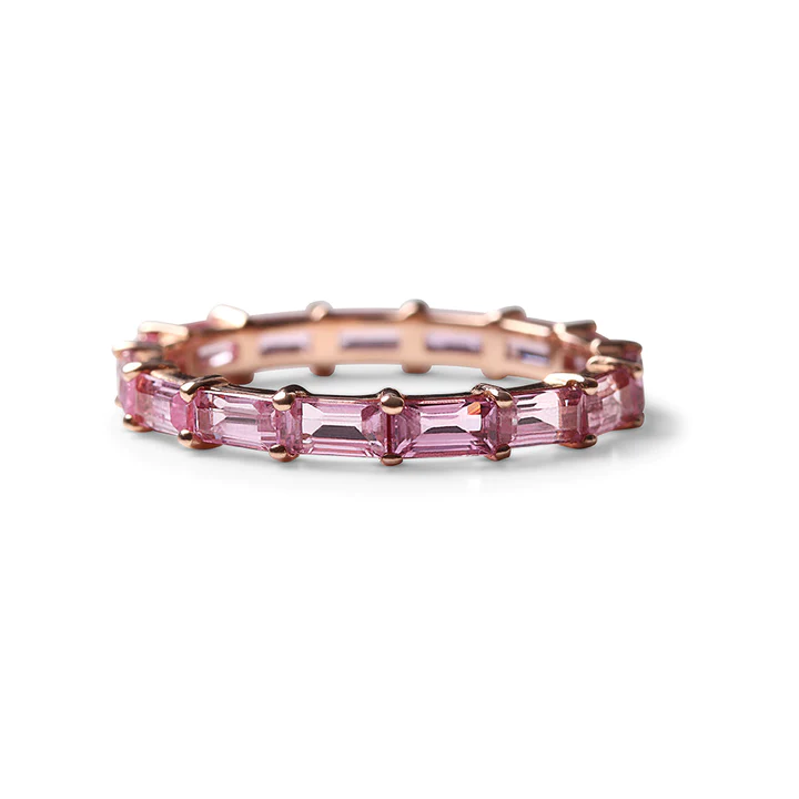 14k solid pink sapphire baguette eternity band 15 21256 1